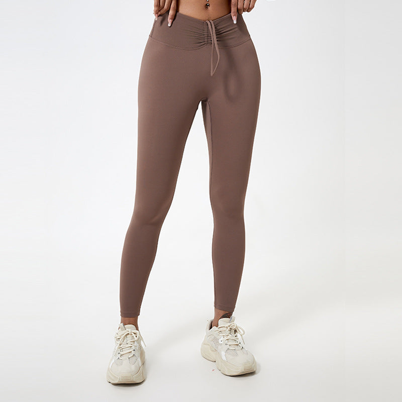 Yoga Leggings Outdoor Running Fitness Sports Pants Naked Women Sense Hip Lifting Chrysanthemum Yoga Pants