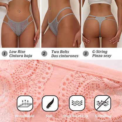 New Arrival 3PCS Sexy Lace Thongs Women Perspective Bikini Underpants