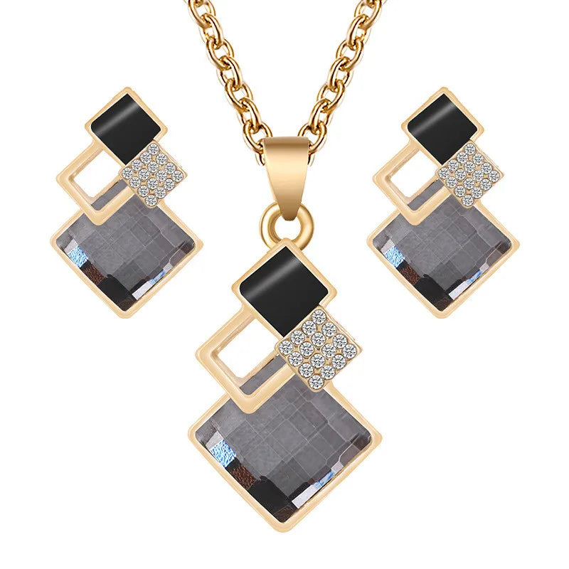 Crystal Pendants Necklace Earrings Sets