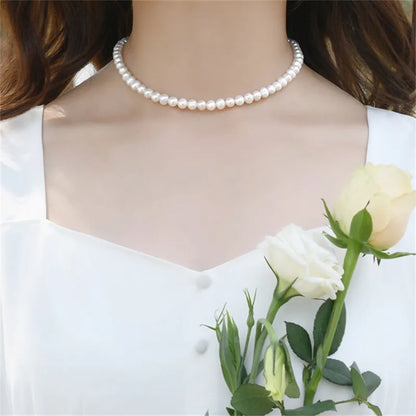 Vintage Style Simple 6MM Pearl Necklace