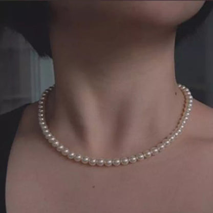 Vintage Style Simple 6MM Pearl Necklace