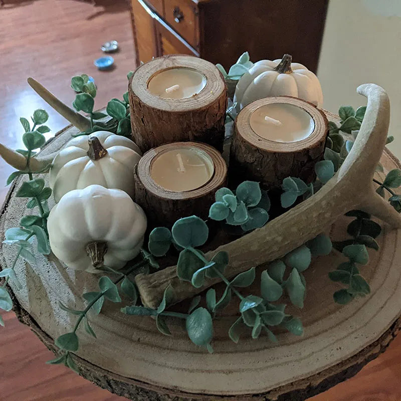 Wooden Candlestick Round Candle Holder