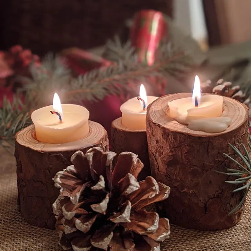Wooden Candlestick Round Candle Holder