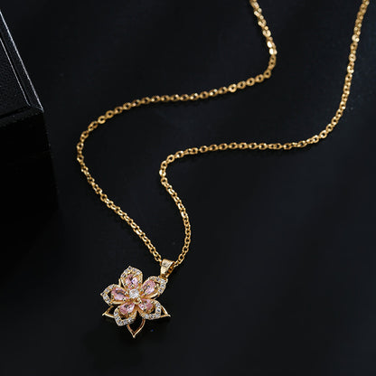 Temperament  Flower-shaped Rotating Necklace