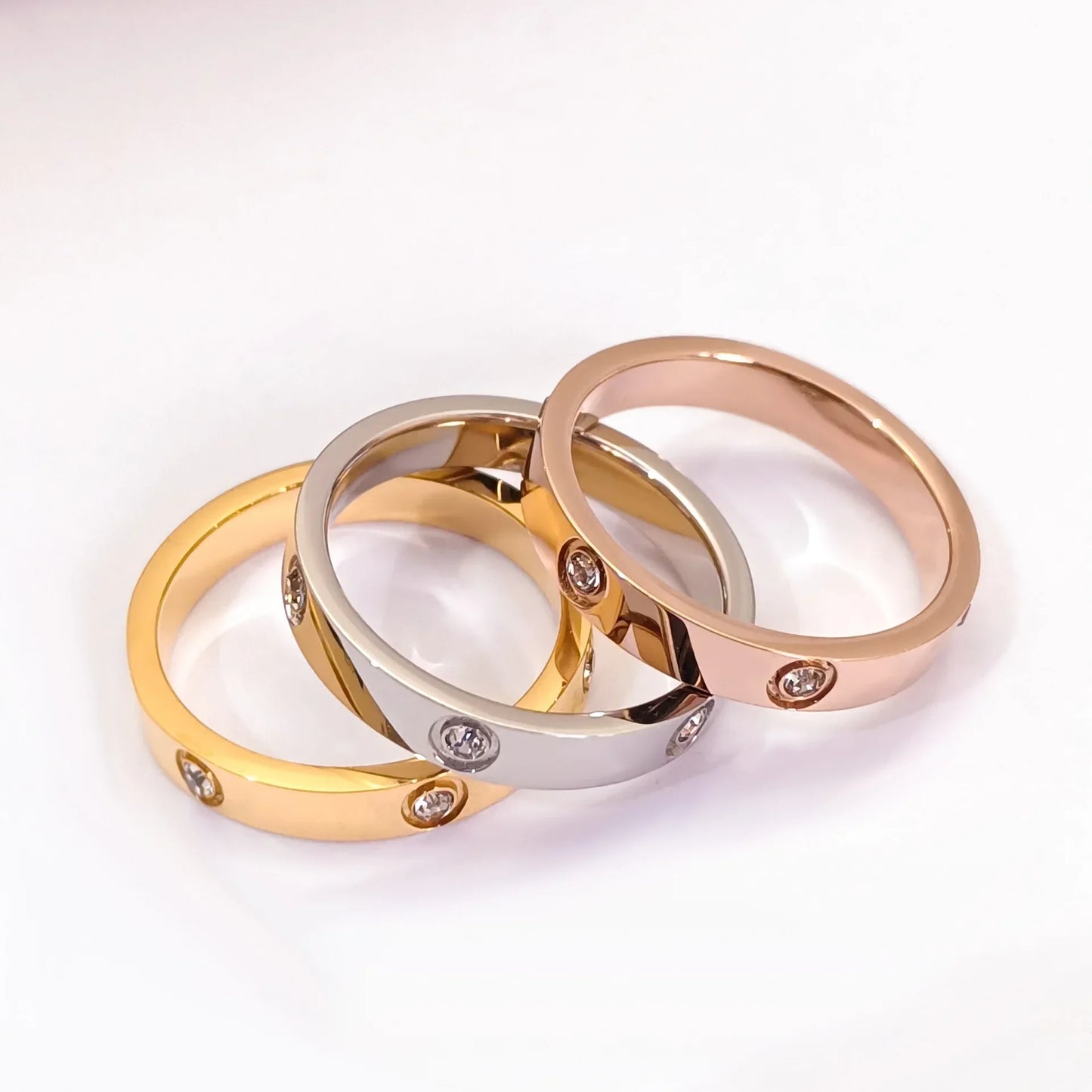 Stainless Steel Rose Gold Color Love Ring