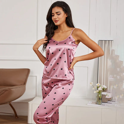 Women's Pajamas Sexy Lingerie Silk Pajamas Set