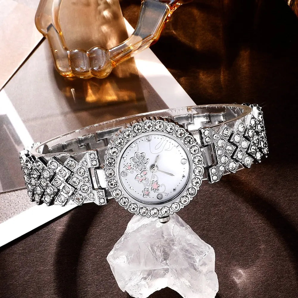 Luxury Rhinestone Watch with Jewelry Set