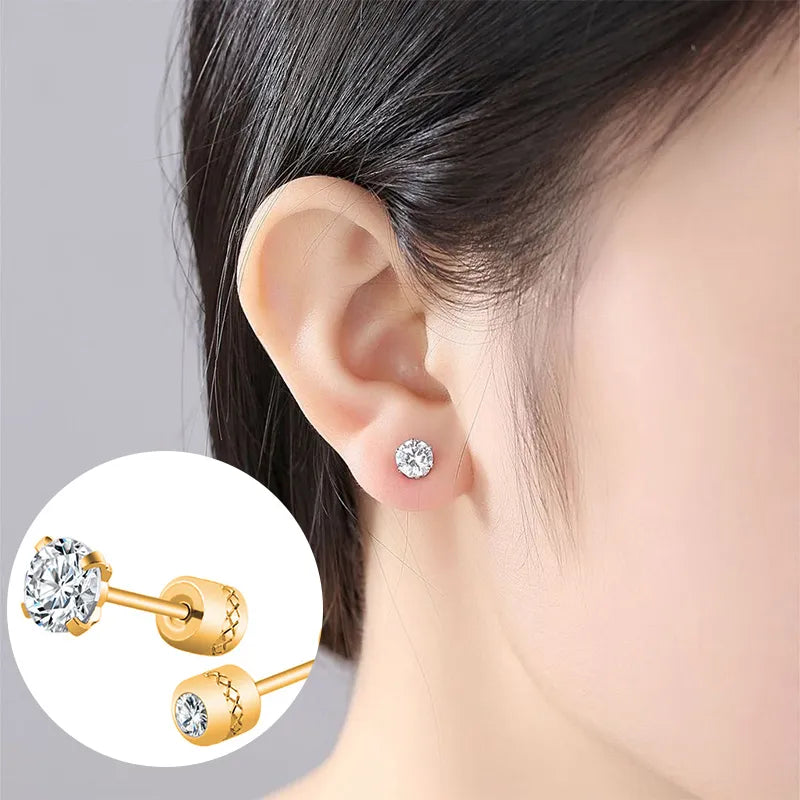 Stainless steel Crystal Zircon Ear Studs