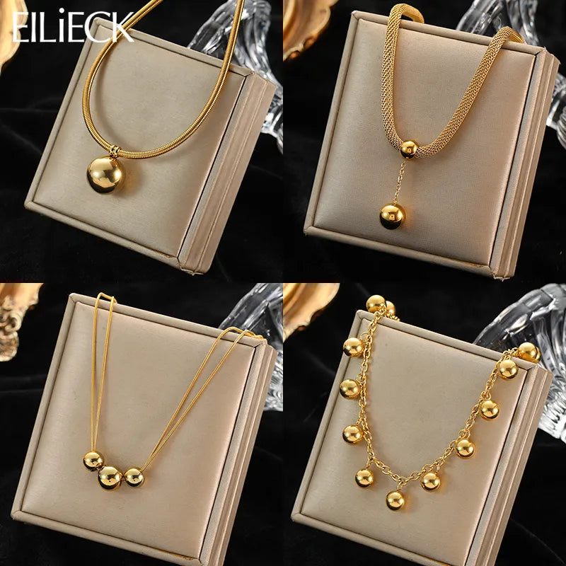 Real Stainless Steel Gold Color Pendant Necklace
