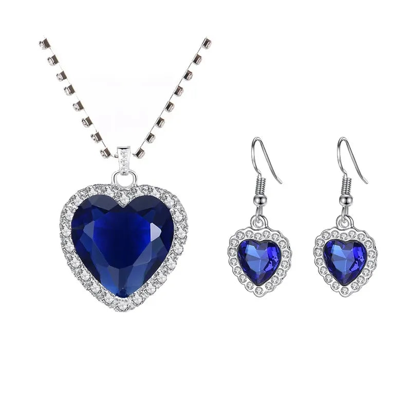 Titanic Heart of Ocean Blue Heart Love Forever Pendant Necklace