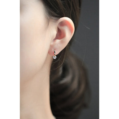 Silver Needle Simple Shiny Zircon Earrings