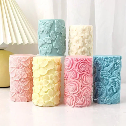 Flower Butterfly Columnar Silicone Candle