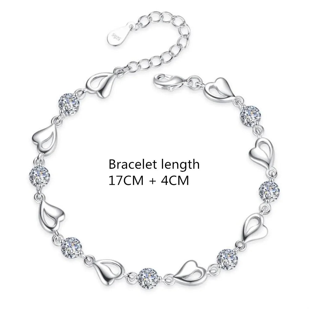 Sterling Silver Bracelet Shaped Cubic Zirconia