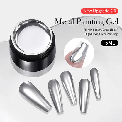 Sliver Metal Effect Line Nails Gel