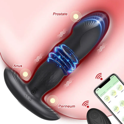 Telescopic Vibrating Butt Plug Anal APP Vibrator Wireless Remote Sex Toys