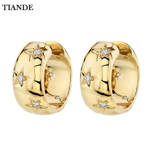 TIANDE Gold Plated Big Hoop Earrings Pary and Wedding Wear