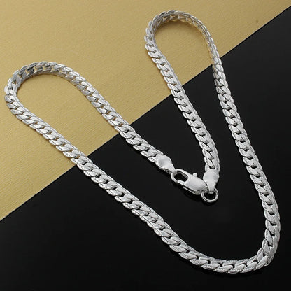 Sterling Silver 6MM Full Sideways Chain Necklace