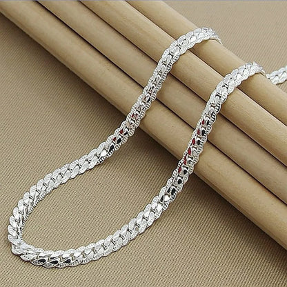 Sterling Silver 6MM Full Sideways Chain Necklace