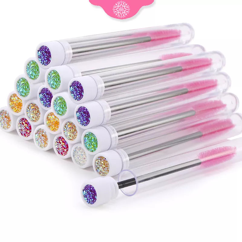 10pcs Pink Eyelashes Brushes Reusable Eyebrow Brush
