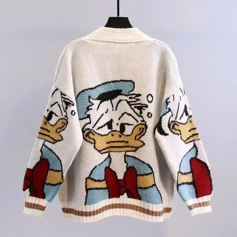 Disney Knitted Cardigan Japanese Donald Cartoon Winter Sweaters