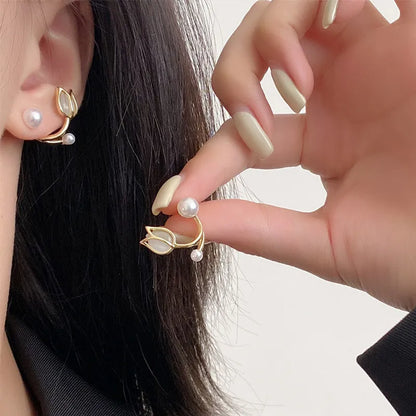 Korean New Light Luxury Crystal Flower Stud Earrings