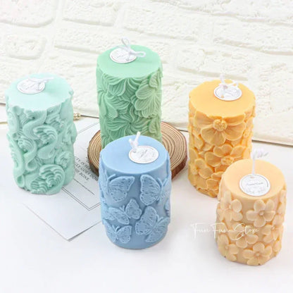 Flower Butterfly Columnar Silicone Candle