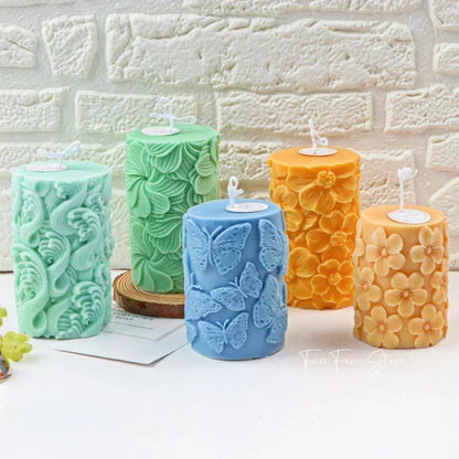 Flower Butterfly Columnar Silicone Candle