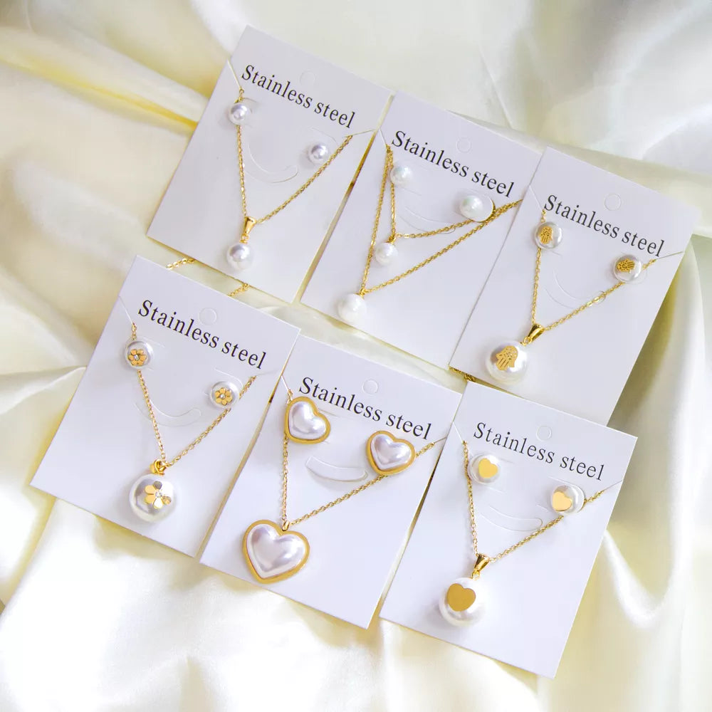 Stainless Steel Earring Pendant Necklace Set