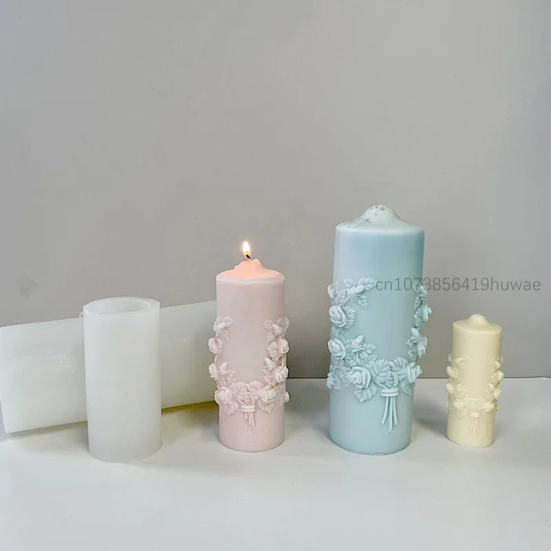 Rose Flower Bouquet Scented Candle Silicone